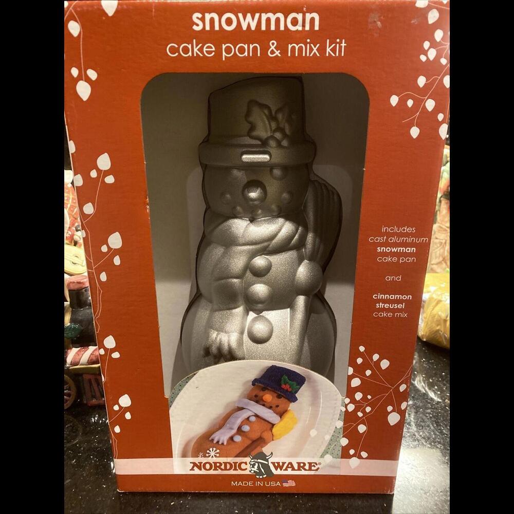 🌲🎁NIB Snowman Cake Pan, Cast Aluminum By Nordic Ware Cake Mix